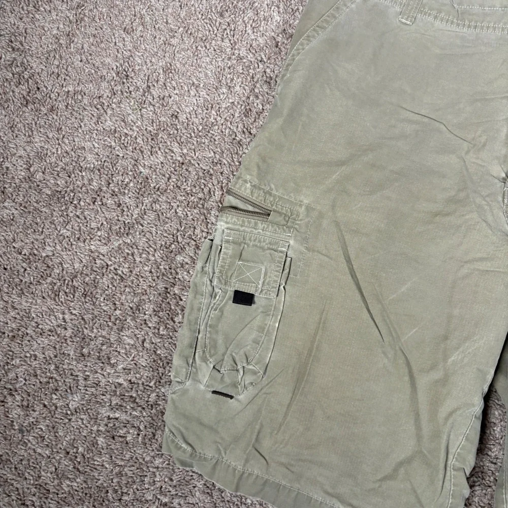 Vintage Kuhl Mens Khaki Tan Cotton Nylon Cargo Shorts Adjustable Waist Size L